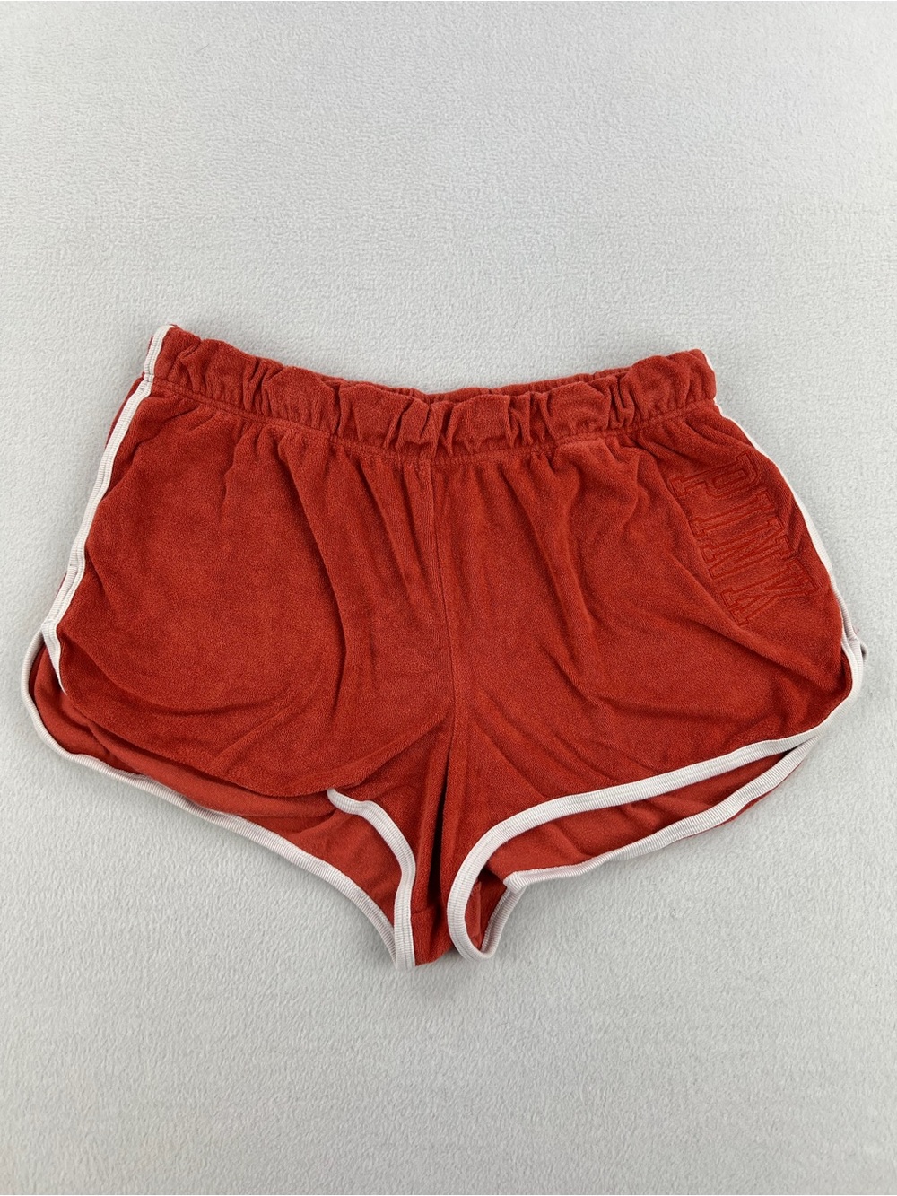 Victorias Secret PINK Wmns Beach Terry Varsity Dolphin Shorts Burnt Orange Sz XL